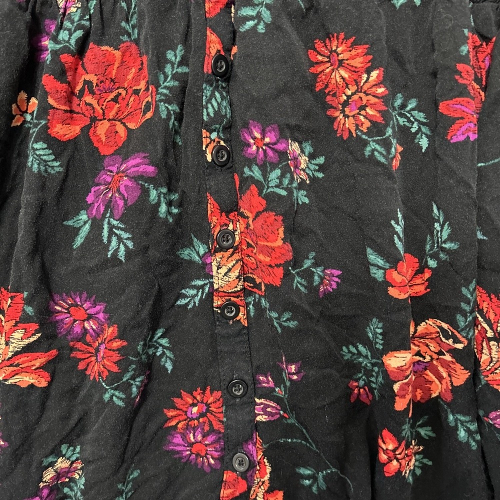 Torrid Womens Smocked Babydoll Top Size 3X Button Long Puff Sleeve Floral Print - Picture 5 of 16